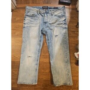 Salvage Mayhem Regular Bootcut Jeans 38x27 Distressed Light Blue Denim